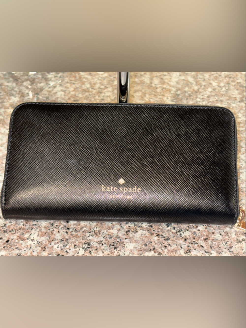 kate spade Black Cat Zip Wallet with Leopard Trim - Picture 15 of 16